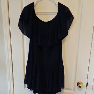 Elegant Navy Ruffle Dress